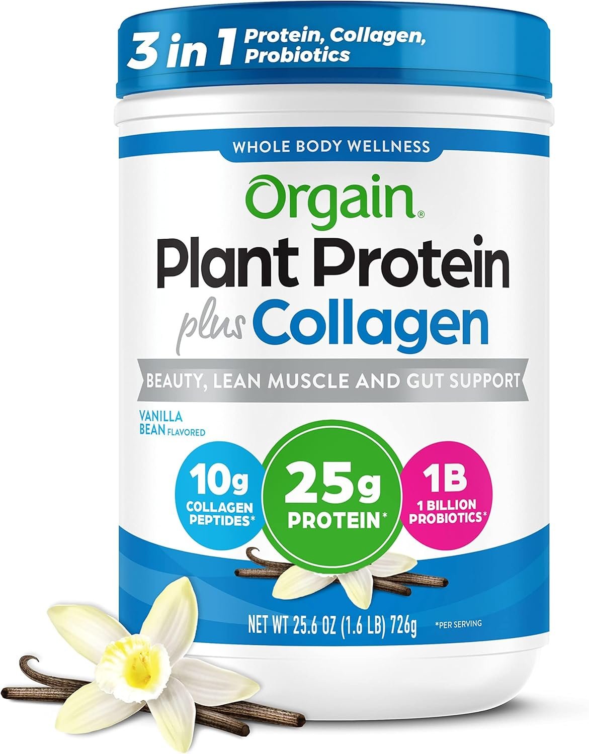 Orgain Protein Powder + Collagen, Vanilla Bean – 25g o...