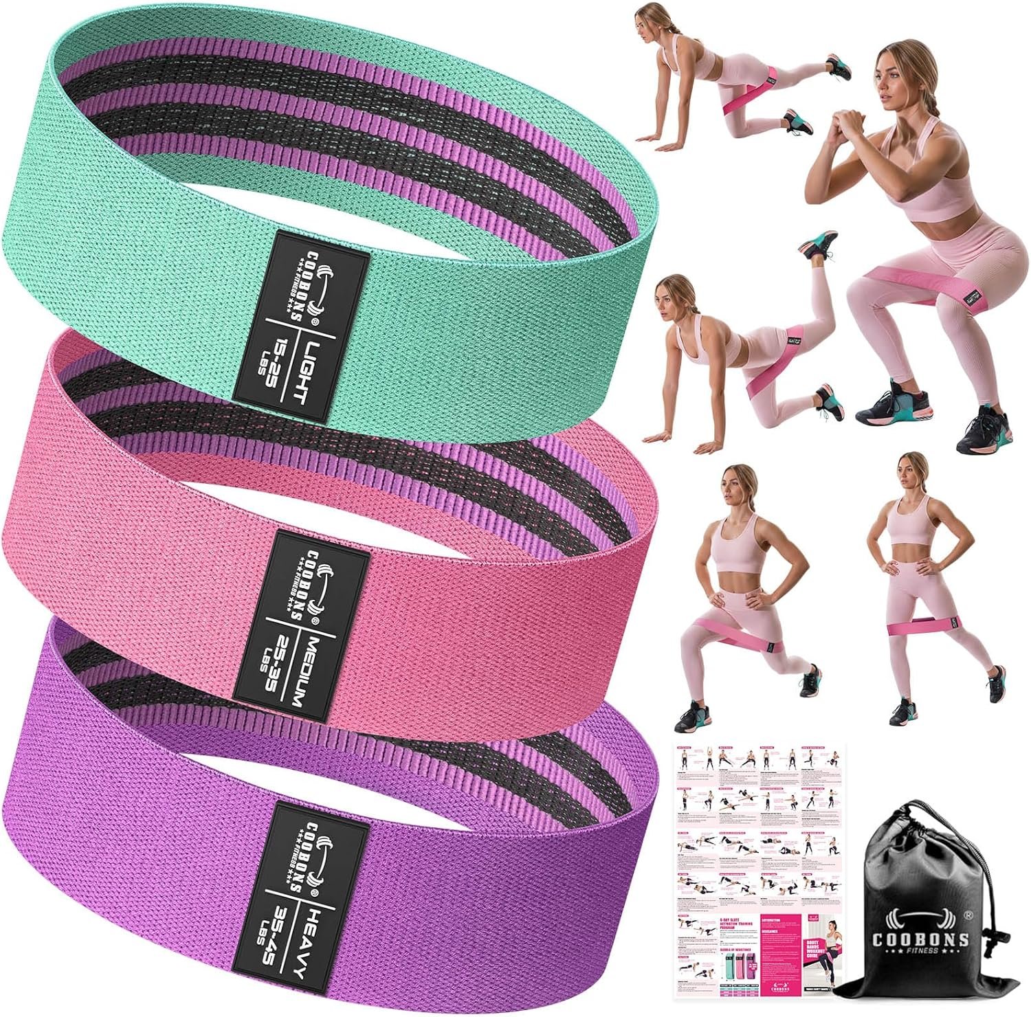 Fabric Resistance Bands for Working Out – Exercise Ban...