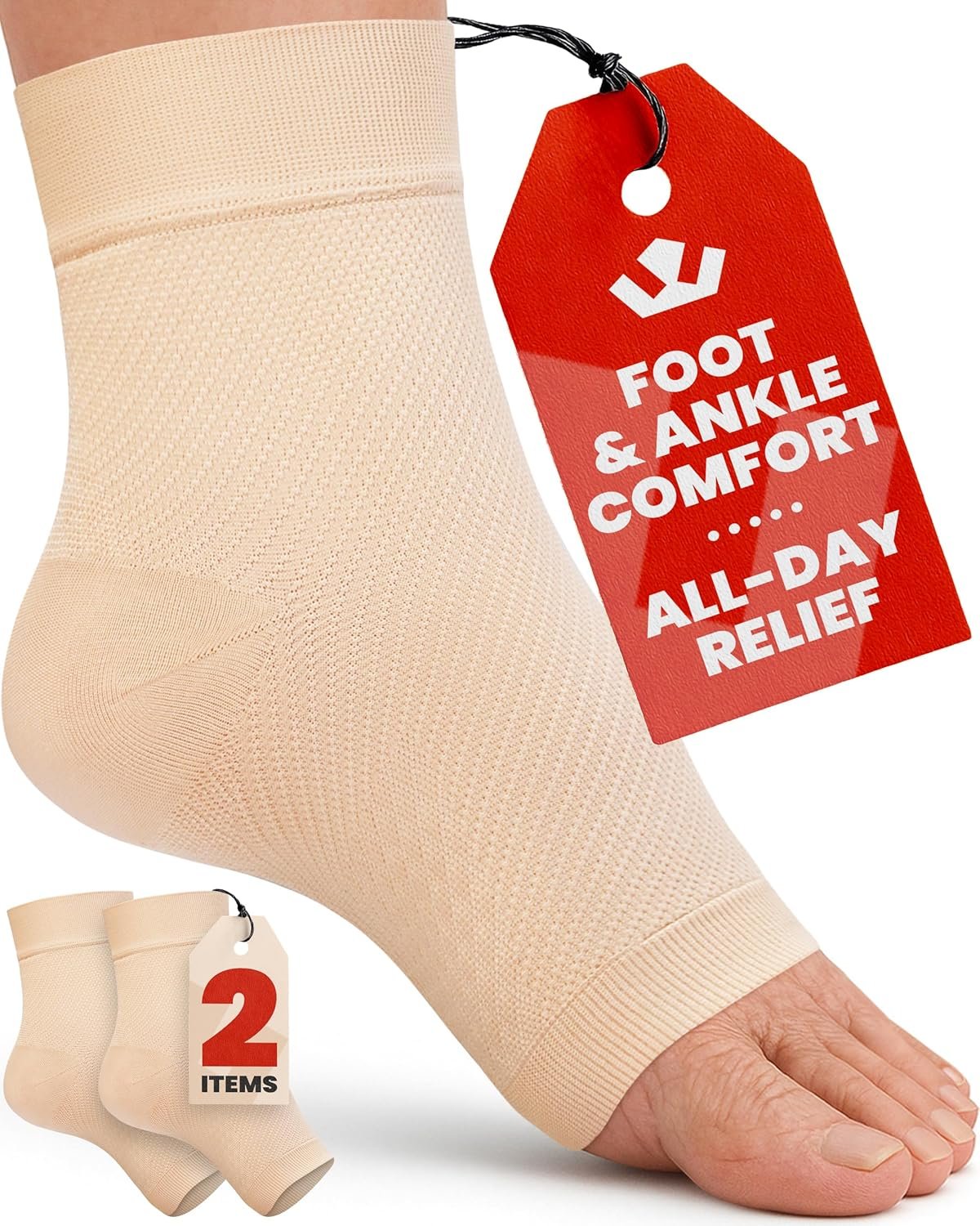 KEMFORD Ankle Compression Sleeve – 1-Pair, Plantar Fas...