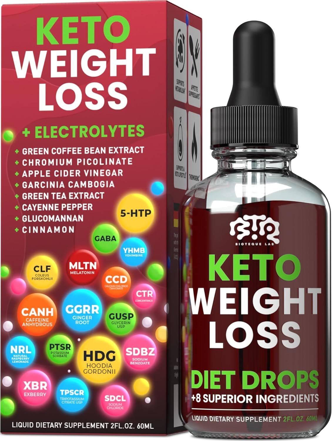 Keto Weight Loss Diet Drops, Natural Appetite Suppressant, F...