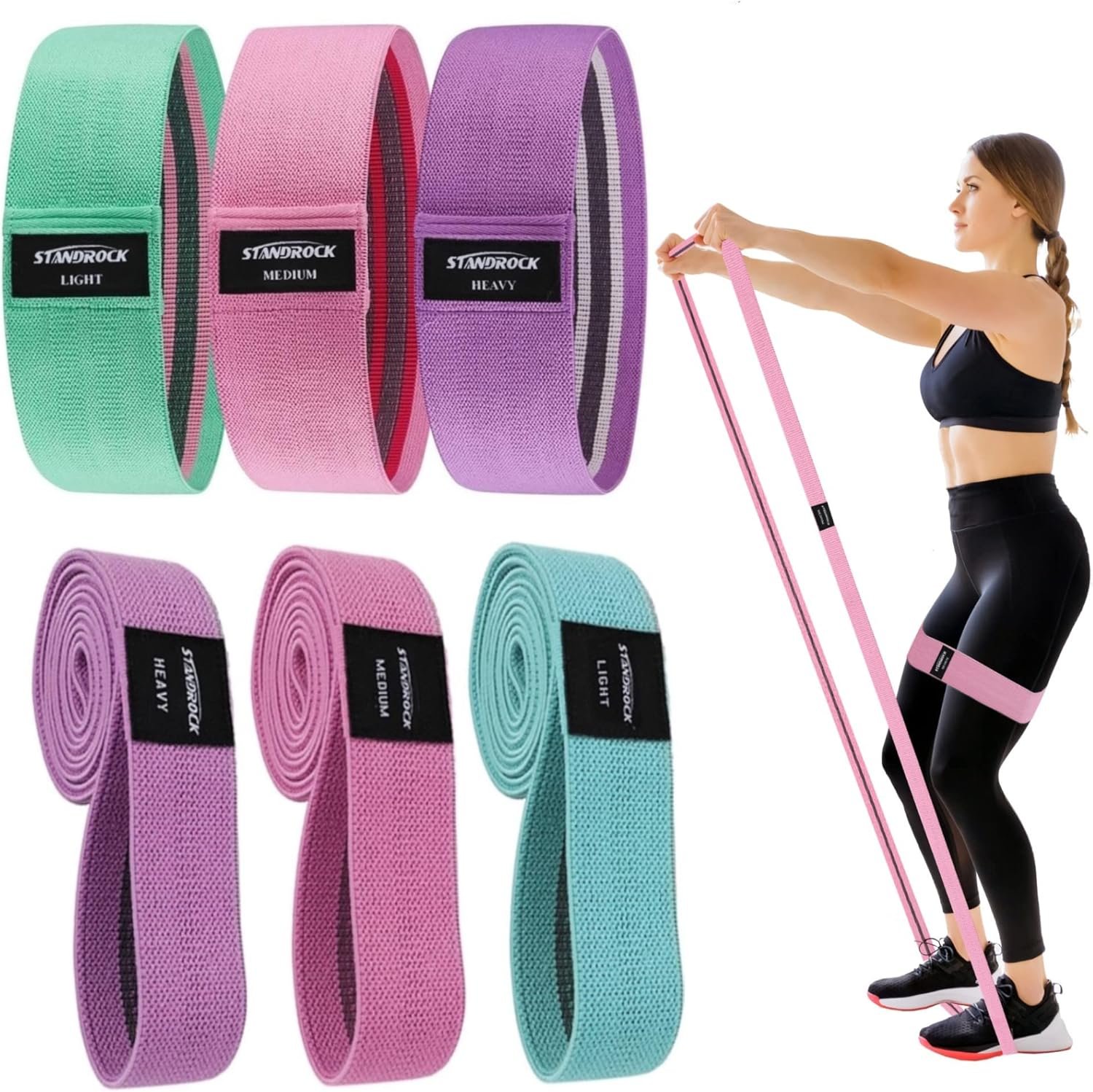 Fabric Resistance Bands for Working Out, 3 and 4 Levels Boot...