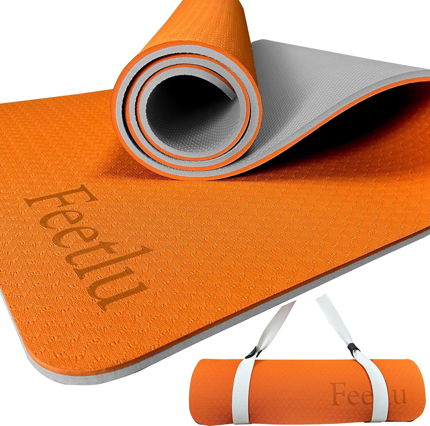 Extra Thick Exercise Yoga Mat with Strap – 2/5 Inch (1...