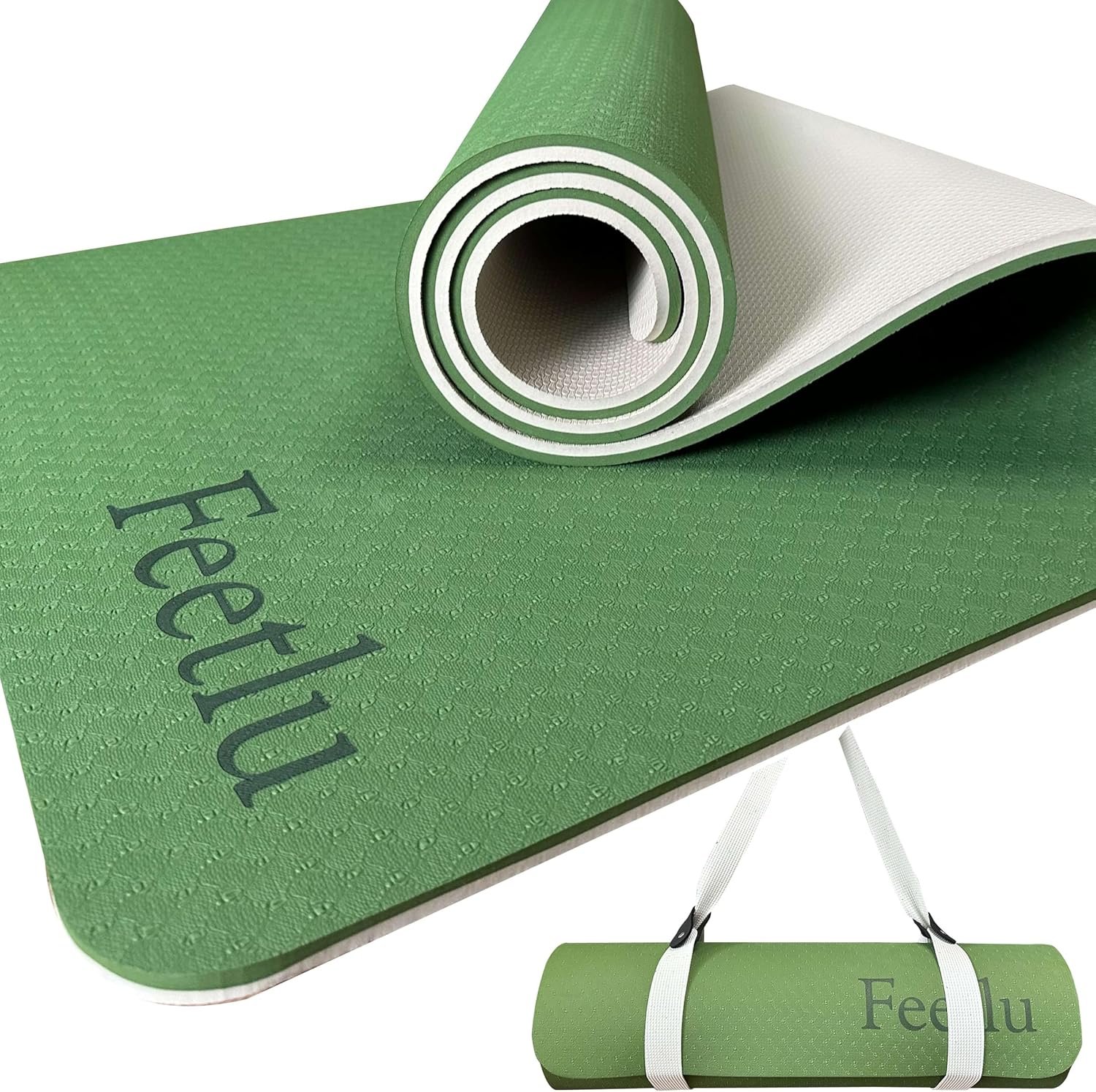 Extra Thick Exercise Yoga Mat with Strap – 2/5 Inch (1...