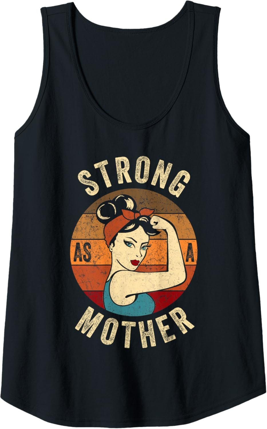 Womens Strong As A Mother Shirt Mom Girls Feminist Empower W...