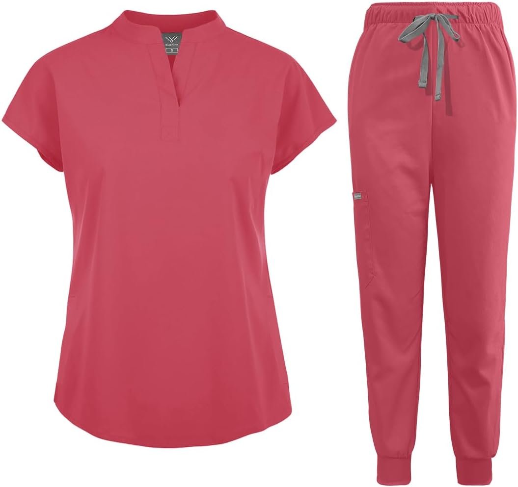 niaahinn Scrubs Set for Women Nurse Uniform Jogger Suit Stre...