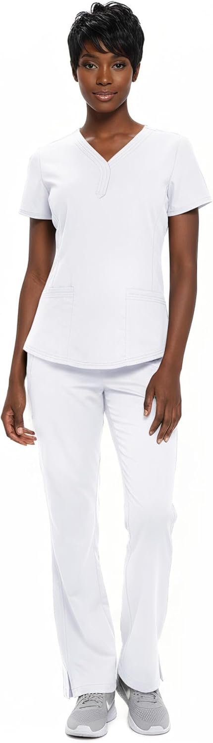 Natural Uniforms Women’s Ultra Soft Y-Neck Scrub Set 8...