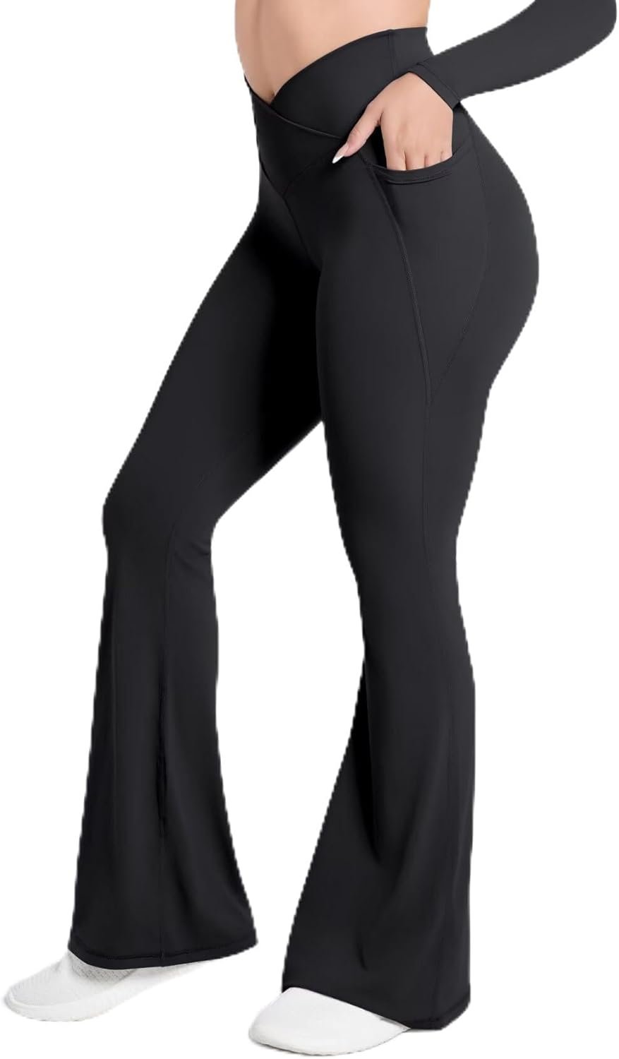 Sunzel Flare Leggings for Women with Pockets, Crossover Yoga...