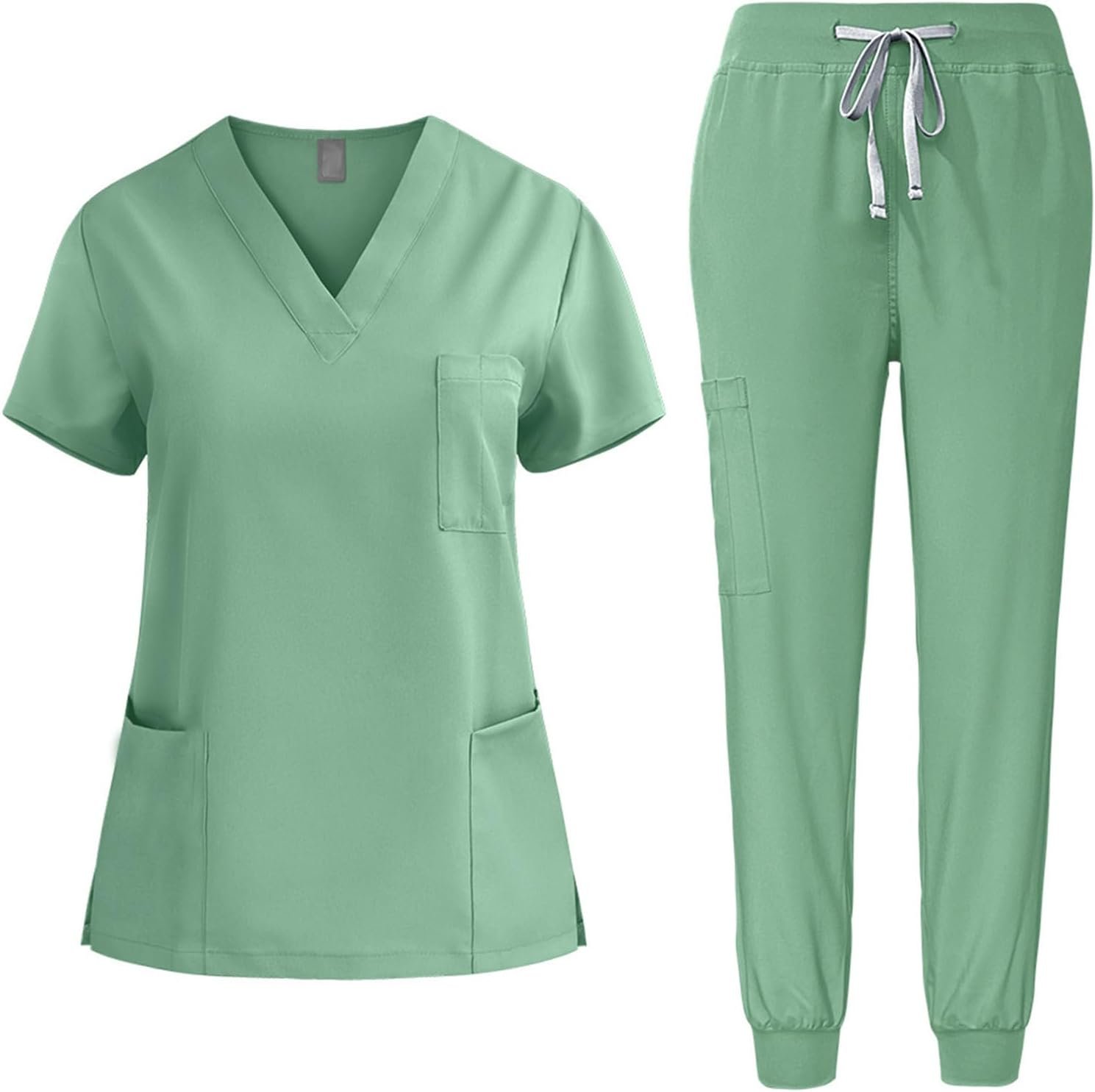 Scrubs for Women Set, Stretch V-Neck Scrub Top & Jogger...