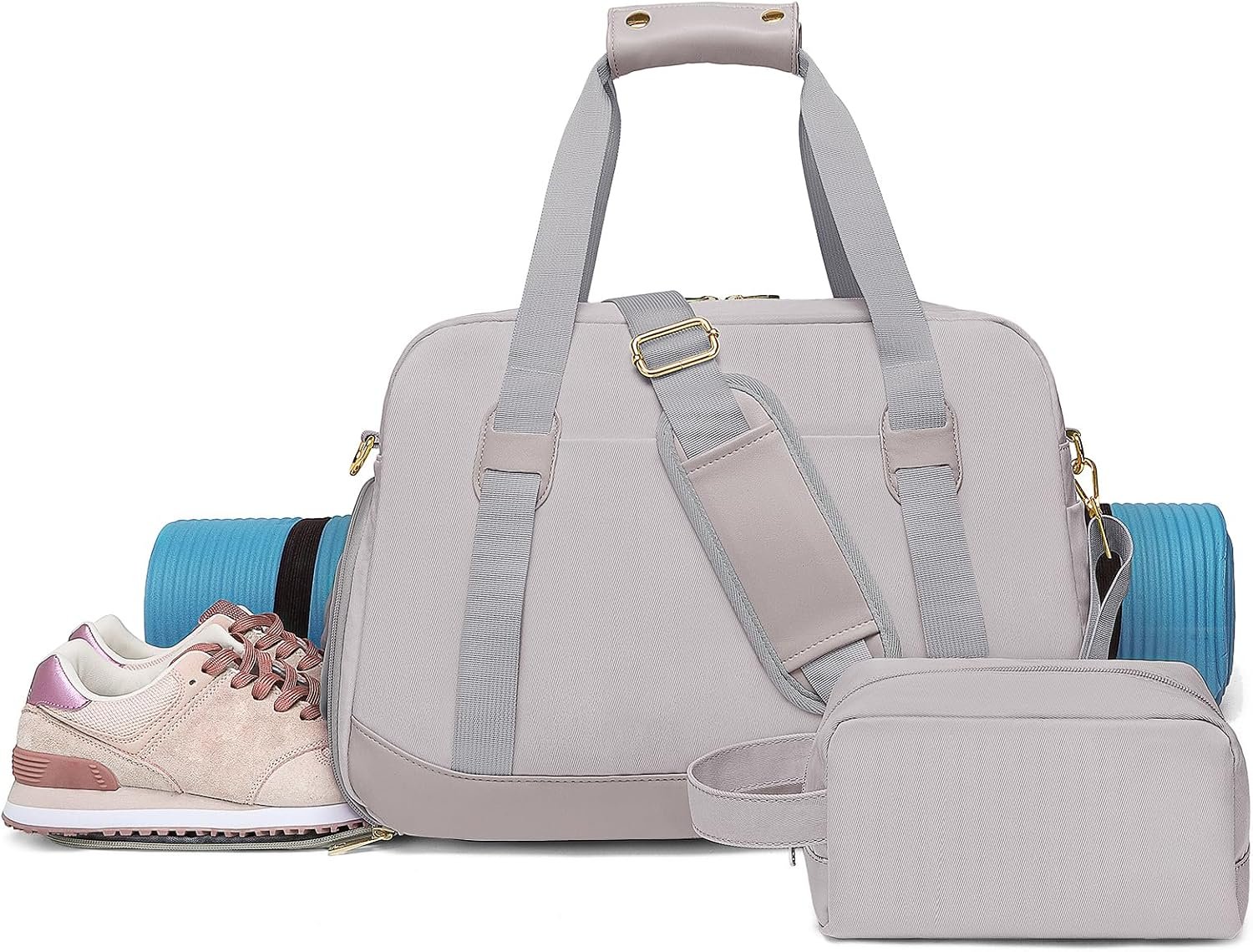 Sports Gym Bag for Women, Travel Duffle Bag with Shoe Compar...