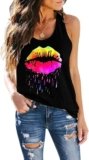 SAUKOLE Women’s Sleeveless Tank Tops Yoga Workout Shirts Cute Printed Loose Fit Running T-Shirt