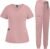 niaahinn Scrub Suit Set for Women Modern V-neck Top & Tapered Leg Jogger Pants with Drawstring Medical Nursing Uniforms Set