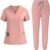 Scrubs for Women Set, Stretch V-Neck Scrub Top & Jogger Pant Nursing Uniforms Scrubs Sets Breathable Casual Outfits