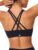 Women’s Strappy Sports Bras Light Compression Crop Criss Cross Back Padded Workout Yoga Bra Supportive U Neckline