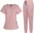 VIAOLI Scrubs for Women Set Modern V-Neck Top & 8 Pocket Jogger Pants Athletic Nursing Uniform Solid Stretch Workwear