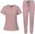 niaahinn Women’s Scrub Top with Classic V-Neck & Yoga Jogger Pants Medical Nursing Uniform Set