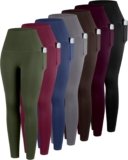 ATHVOTAR Leggings with Pockets for Women, 7 Packs High Waisted Workout Tummy Control Yoga Pants