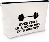 Workout Gift for Women Makeup Bag Weightlifting Fitness Gift Trainer Bodybuilding Gift Dumbbell Gift Inspirational Gift for Sister Friends Christmas Birthday Gift for Athletic Coach Cosmetic Bag