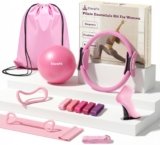 Home Pilates Ring and Ball Set for Women with 5 Resistance Bands 13 inch Magic Circle Workout Essentials Starter Kit for Beginners, Full Body Toning Shape Your Body with 15 Min Daily Routine