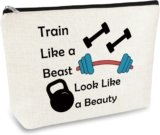 Fitness Gift for Women Workout Makeup Cosmetic Bag Fitness Lovers Gifts Dumbbell Bodybuilding Sports Gym Instructor Trainer Gifts Inspirational Gift for Friend Sister Christmas Birthday Present