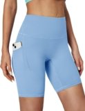 IUGA Biker Shorts Women Tummy Control 8″ Workout Gym High Waisted Running Yoga Compression Spandex Shorts Women with Pockets