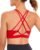Sports Bras for Women, Medium-High Support Strappy Padded Running Sports Bras with Removable Cups