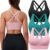 BLUELILY Sports Bra for Women Medium Support Criss Cross Strappy Bras Seamless Padded High Impact Yoga Athletic Exercise Bras
