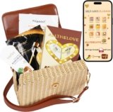 New Mom Spa Package – Luxury New Mom Care Set for Women with Chic Rattan Purse, Clickable Planner Download, Affirmation Cards, Hydrating Masks & Lotion – Thoughtful Gift for New Moms