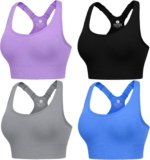 Evercute Racerback High Support Bras Adjustable Sports Bras for Women 3/4 Pack Seamless Padded Workout Bras Yoga Athletic Bra