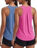 PINSPARK Workout Tops for Women Racerback Tank Top Pack Sleeveless Athletic Running Tops Loose Gym Shirt Quick Dry Yoga Tank